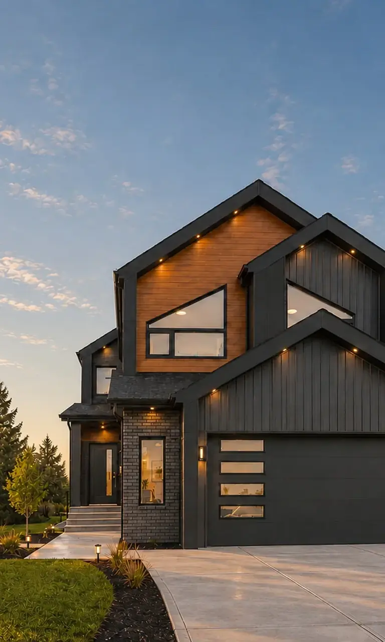 A home built by Vita Homes, at golden hour — the home on our homepage