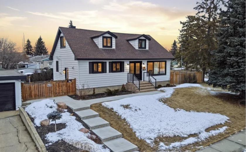 Renovated character home in Edmonton at sunset