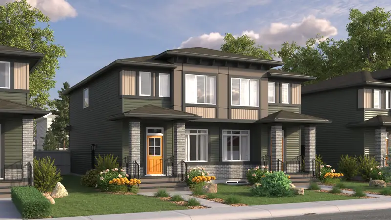 Talo at #71, 16231 19 Avenue SW — Artist’s rendering — a Talo–Talo duplex (two Talo homes side by side), photo 1 of 1